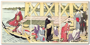 Kiyonaga | Pleasure Boating Under the Azuma Bridge (Triptych)
