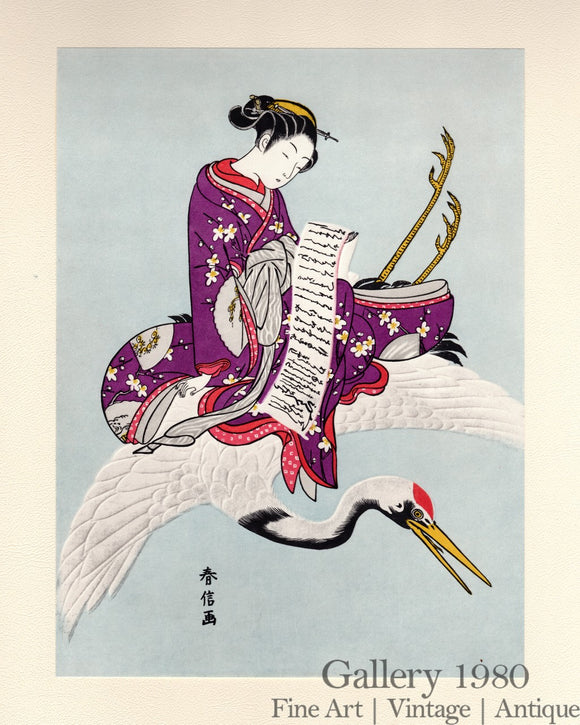 Harunobu | Woman Riding a Crane