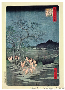 Hiroshige | Kitsunebi on New Year's Night under the Enoki Tree near Ōji